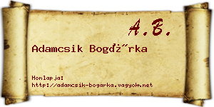 Adamcsik Bogárka névjegykártya